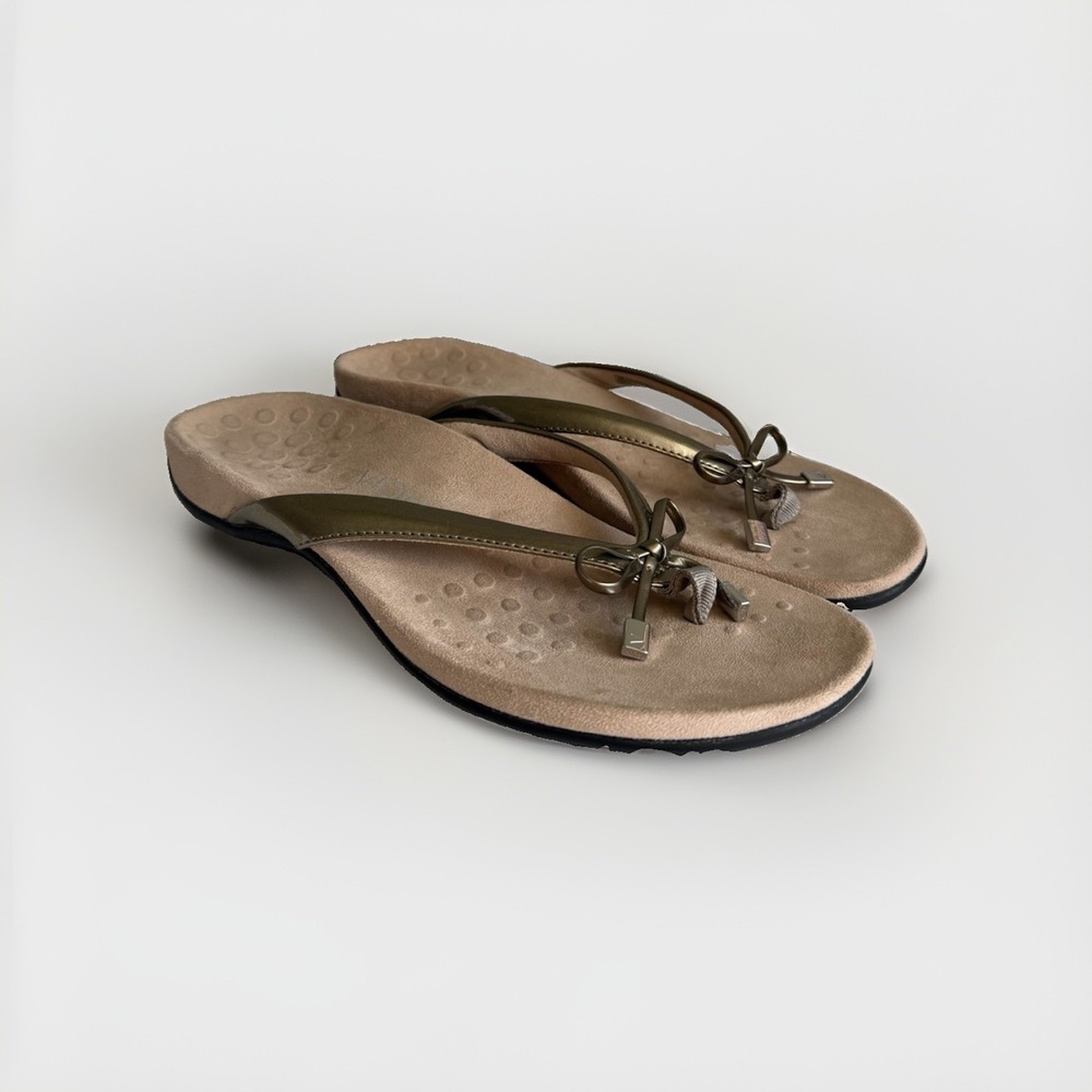 Vionic Bella II Gold Bow Thong Sandals Women's US 9 EU 41